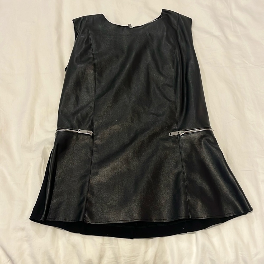 Black leather tank top